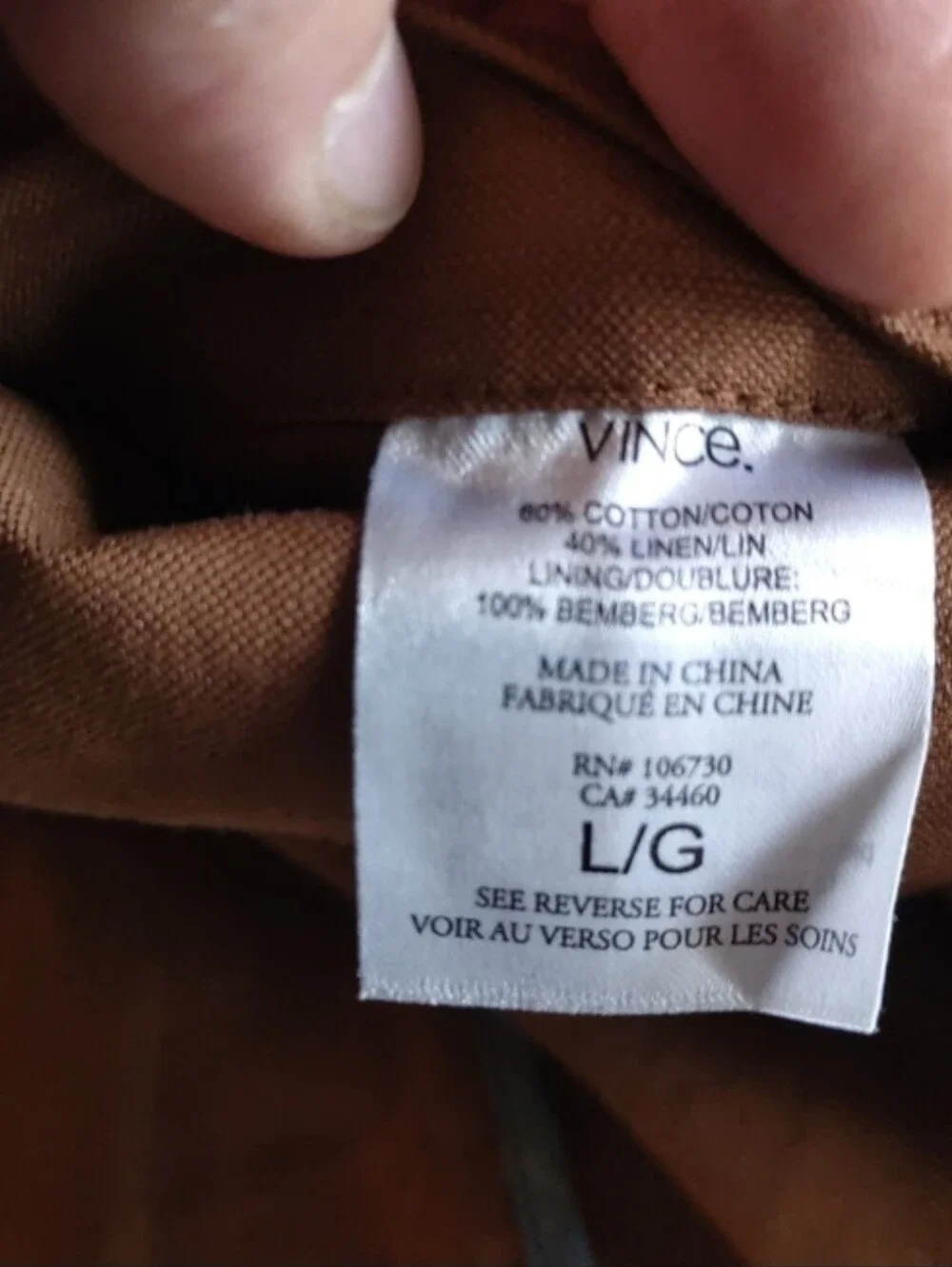 VINCE Blazer Linen Cotton Blend- Brown Sport Coat Size L